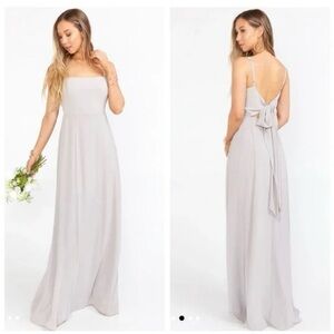Show Me Your Mumu- Small- Lauren Tie Maxi Dress- Dove Grey Chiffon- Worn once!